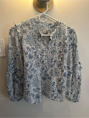 Blue Point Sur Floral Long-Sleeve Peasant Top